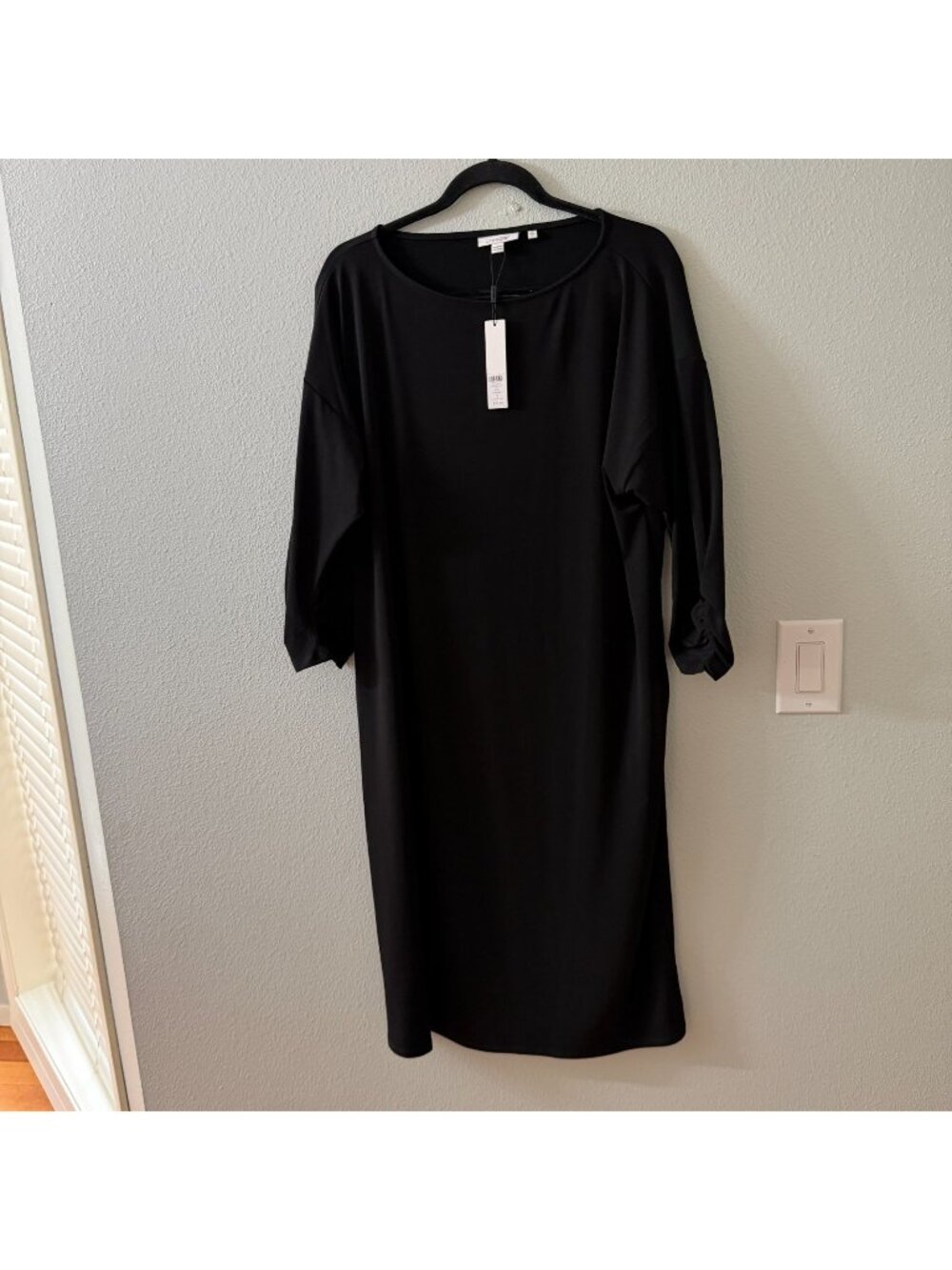NWT Chico's Black Batwing Sleeve Midi Dress Womens 2 LARGE 12 14 Pockets